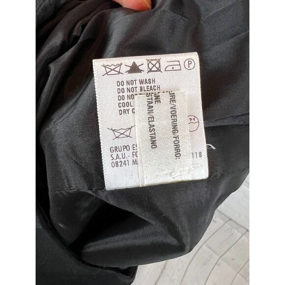 ESCADA black wool elastane satin trim pencil straight classic skirt size 42 (12) - Picture 8 of 8